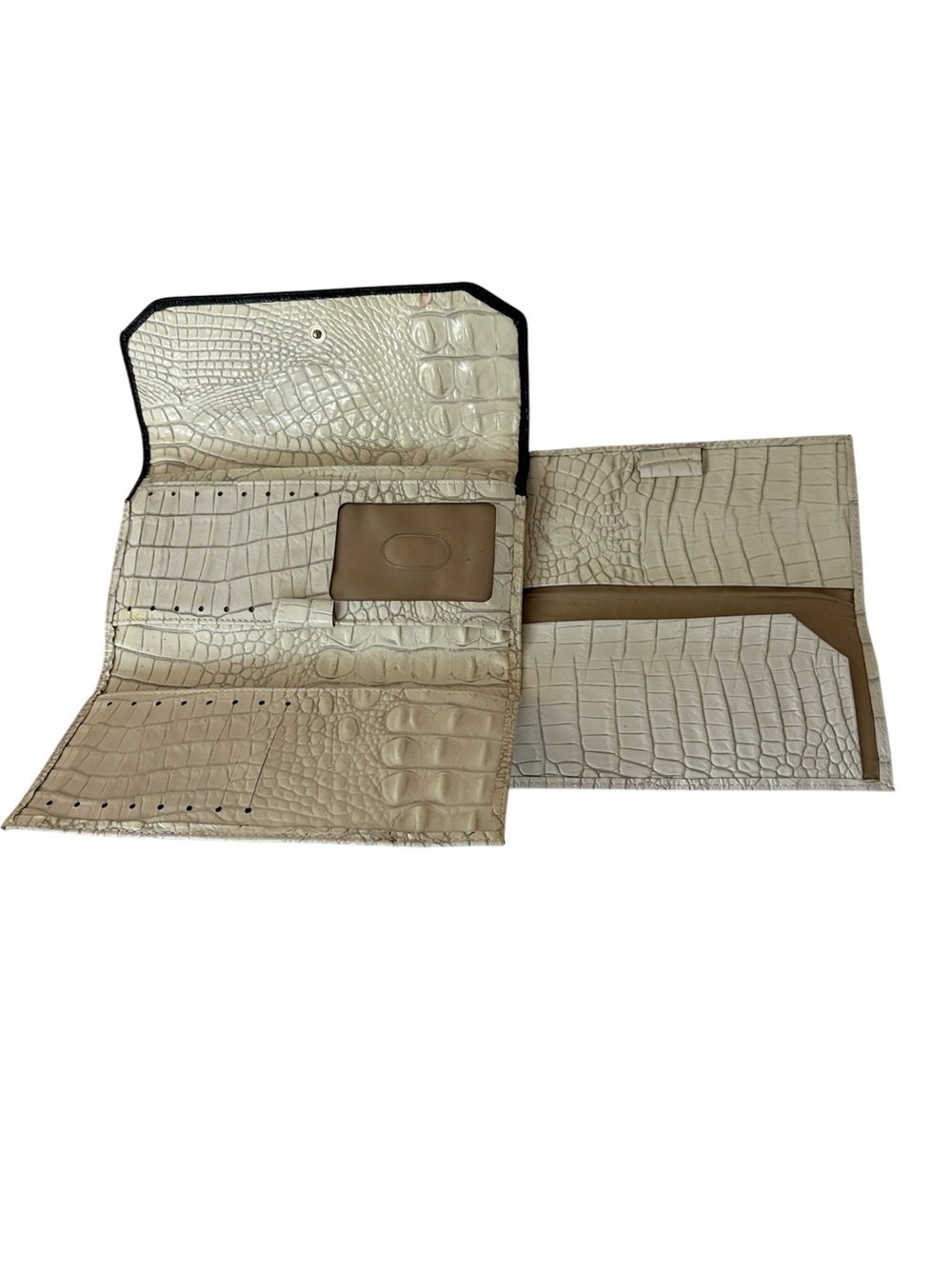 Brahmin  cream w/ black trim croc embossed wallet and checkbook holder